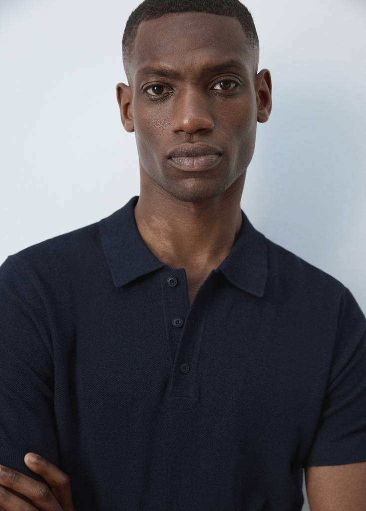Fine knit cotton blend polo — Navy