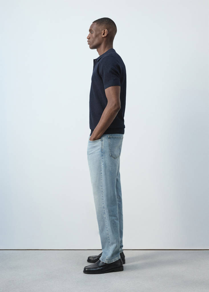 Fine knit cotton blend polo — Navy