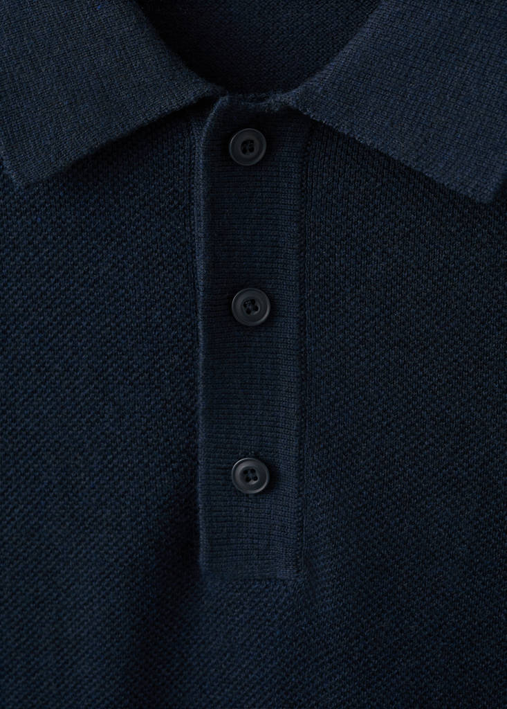 Fine knit cotton blend polo — Navy