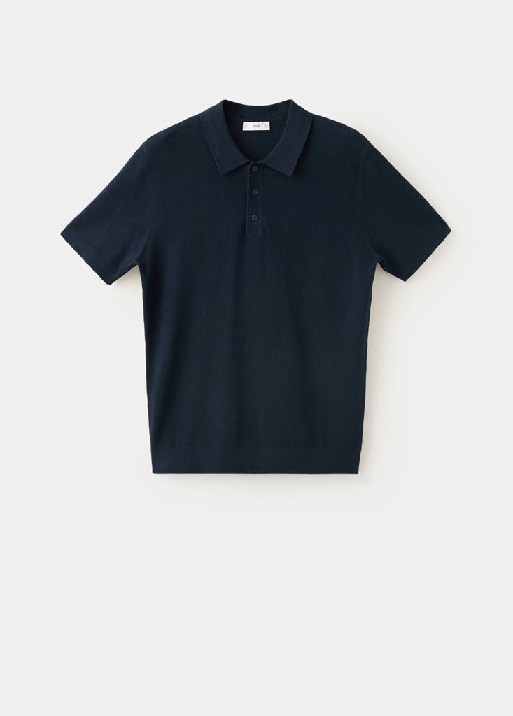 Fine knit cotton blend polo — Navy