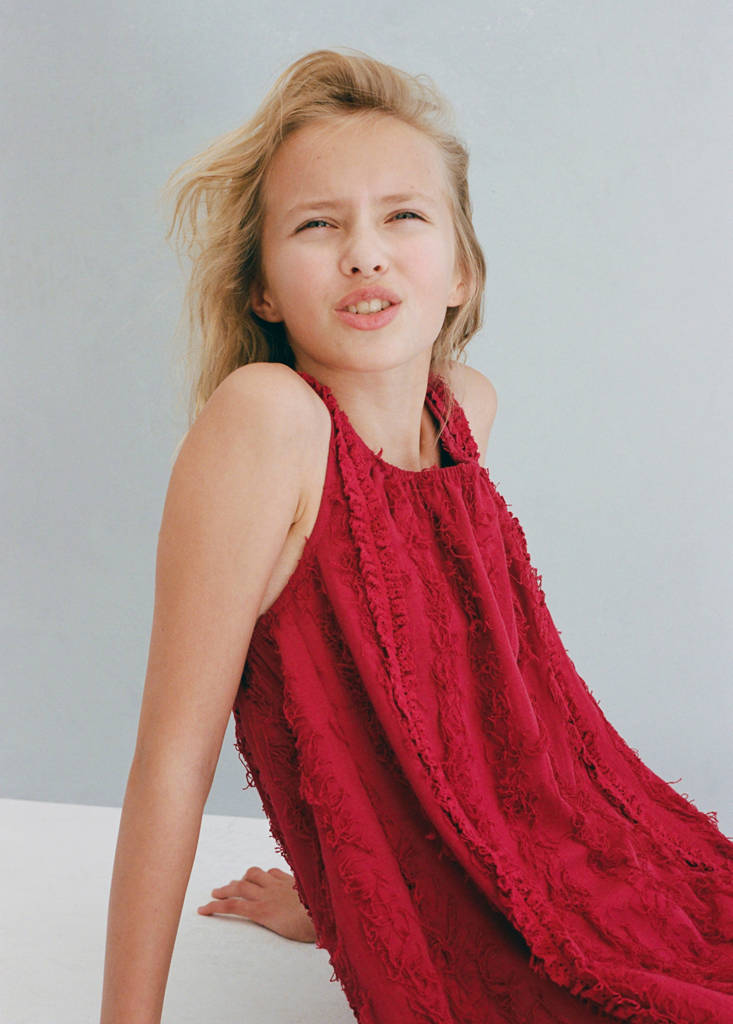Fringe detail dress — Burgundy