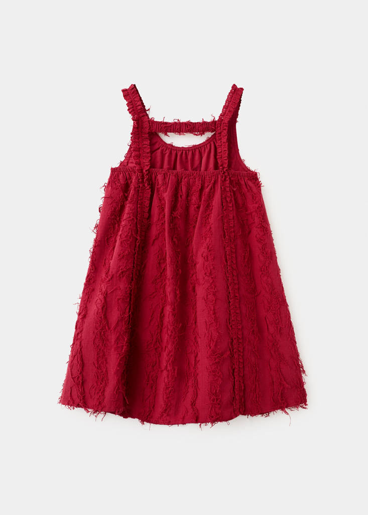 Fringe detail dress — Burgundy