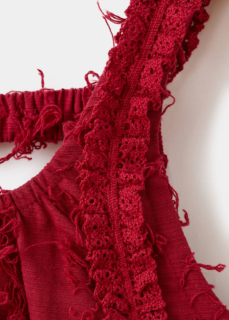 Fringe detail dress — Burgundy