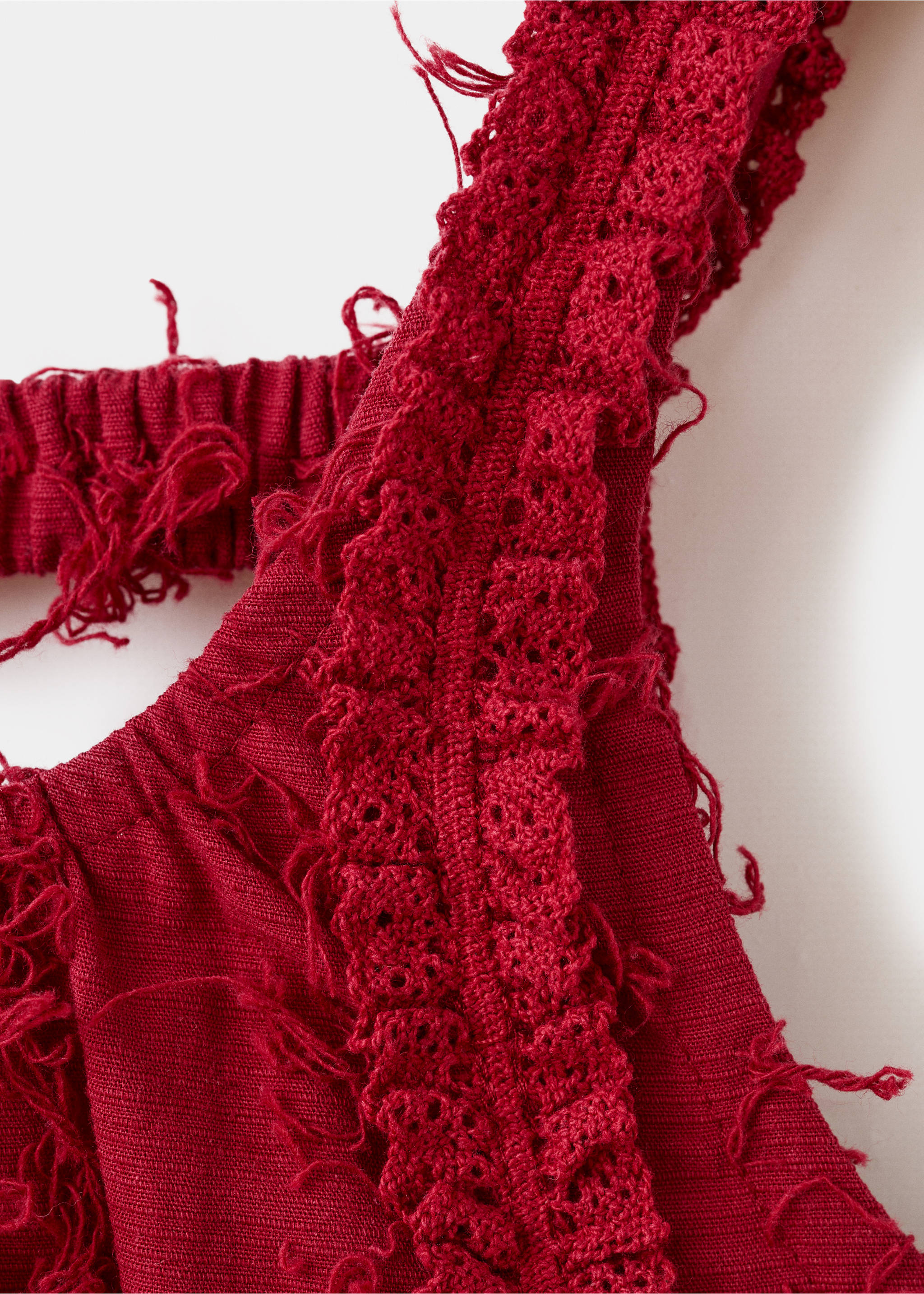 Fringe detail dress - Details of the article 8, Burgundy. Ref: 37041429-00.