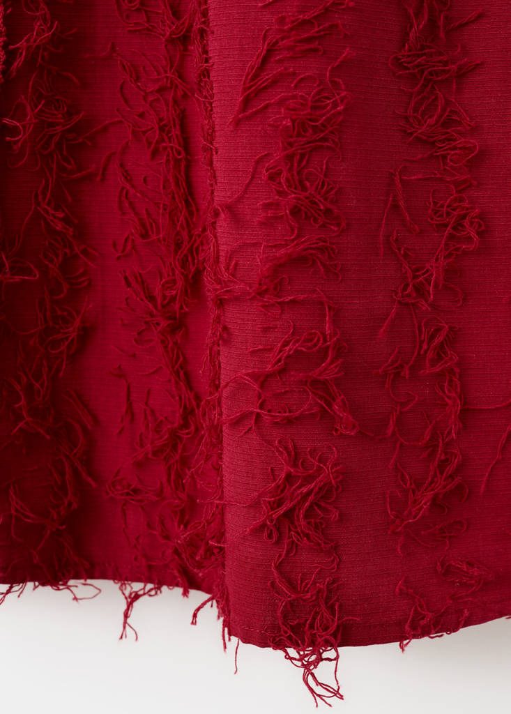 Fringe detail dress — Burgundy