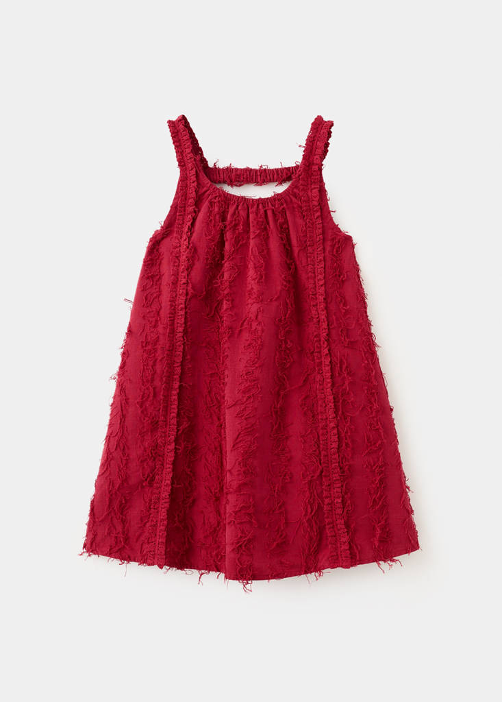 Fringe detail dress — Burgundy