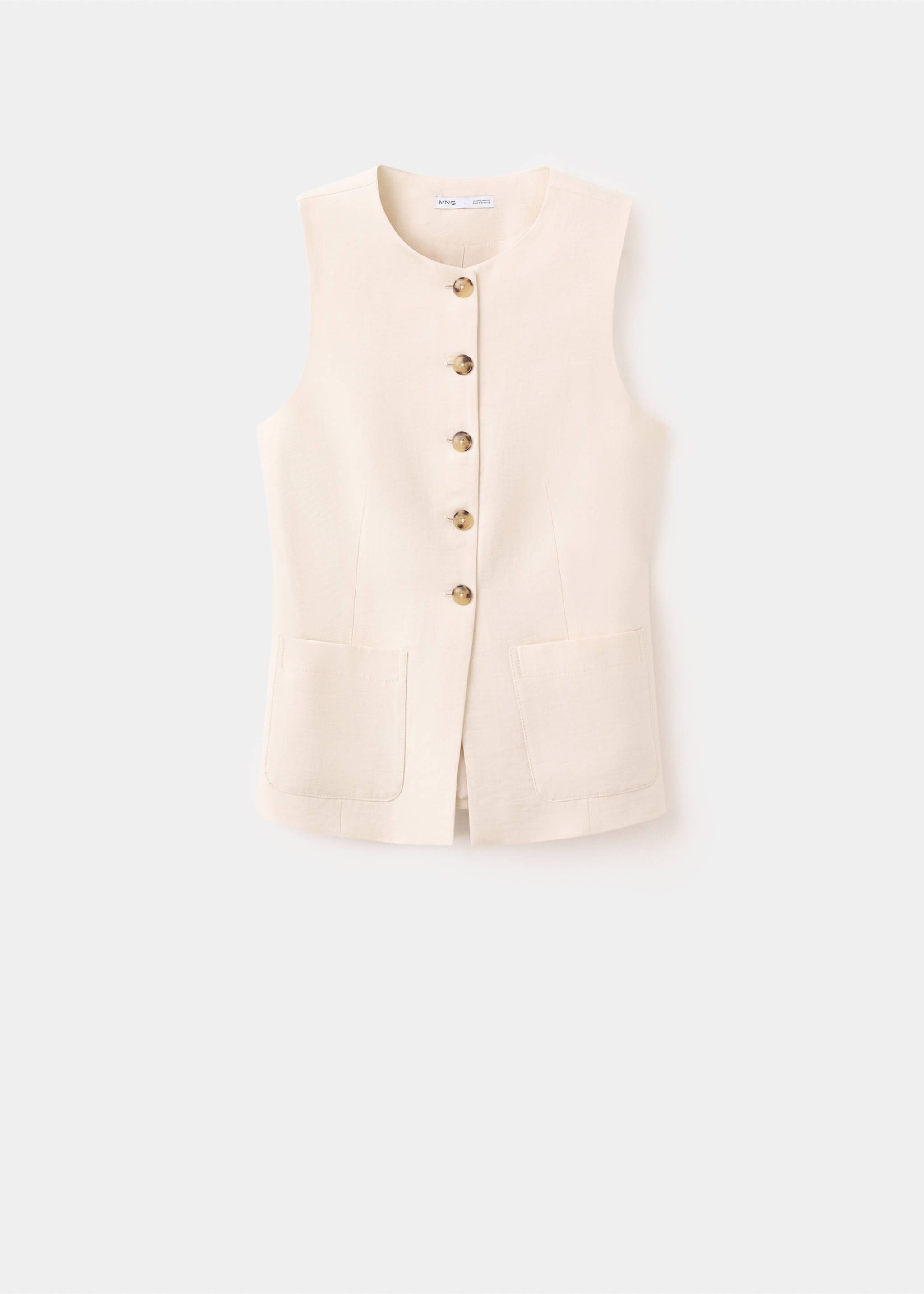 Waistcoat with buttons and pockets - Article without model, Ecru. Ref: 37041431-00.
