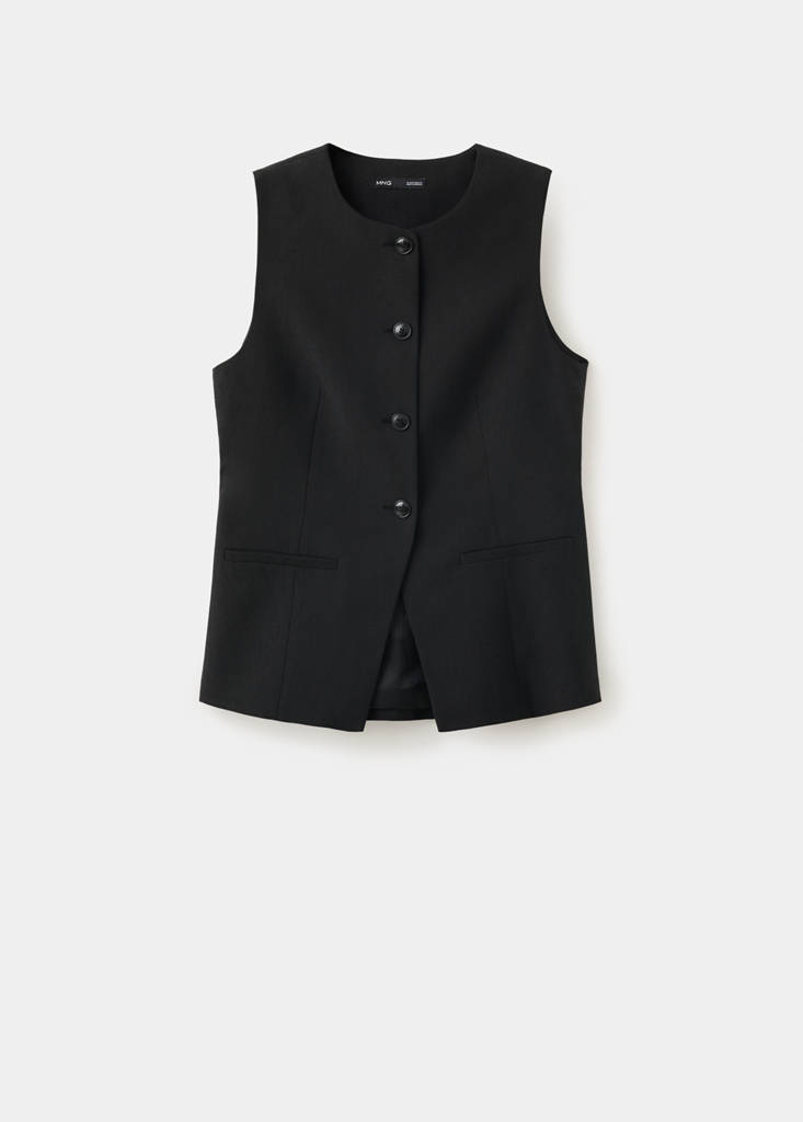 Waistcoat with buttons and pockets — Black
