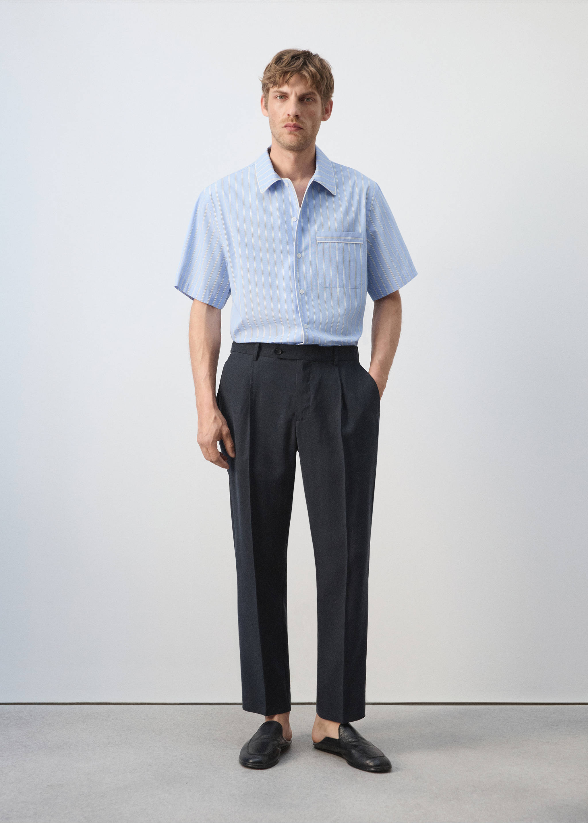 100% cotton striped shirt - General plane, Sky Blue. Ref: 37041433-00.
