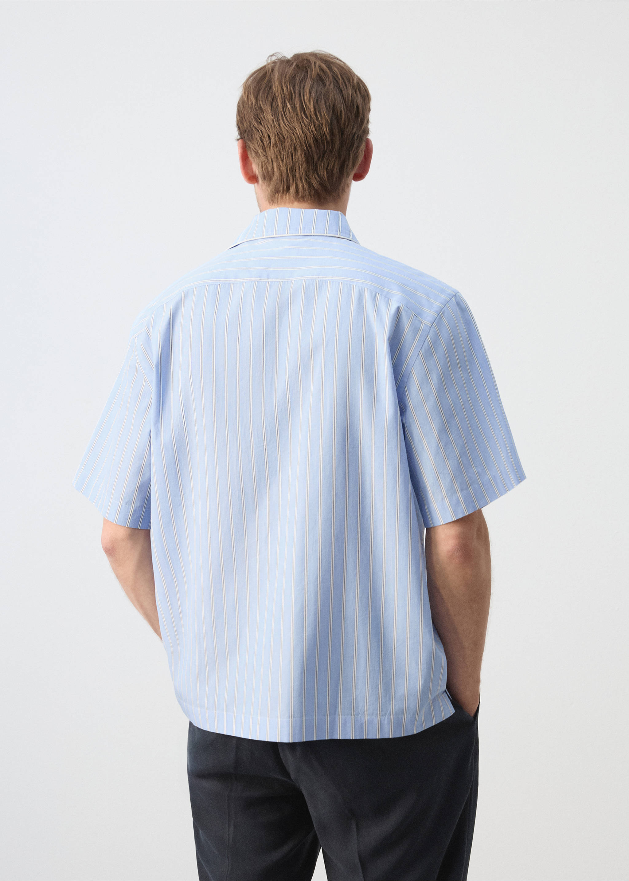 100% cotton striped shirt - Reverse of the article, Sky Blue. Ref: 37041433-00.