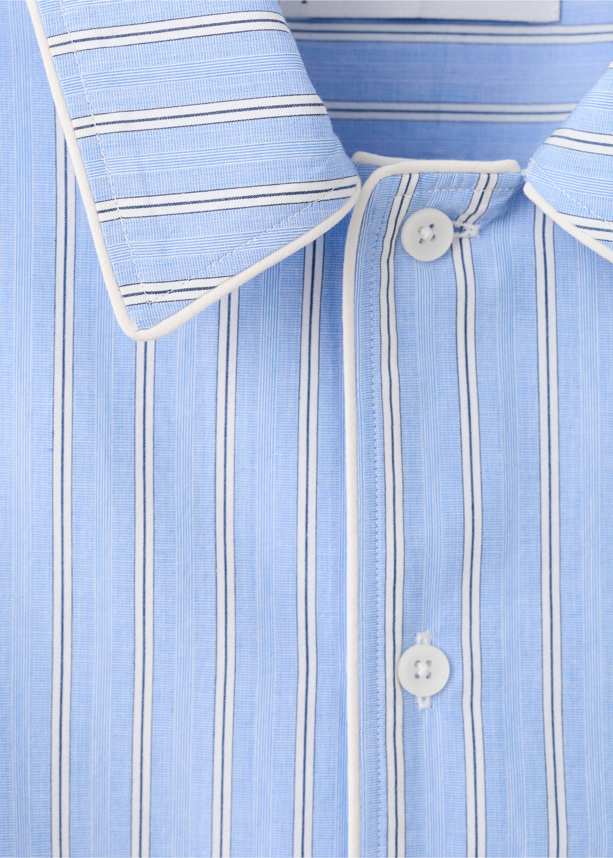 100% cotton striped shirt - Details of the article 8, Sky Blue. Ref: 37041433-00.