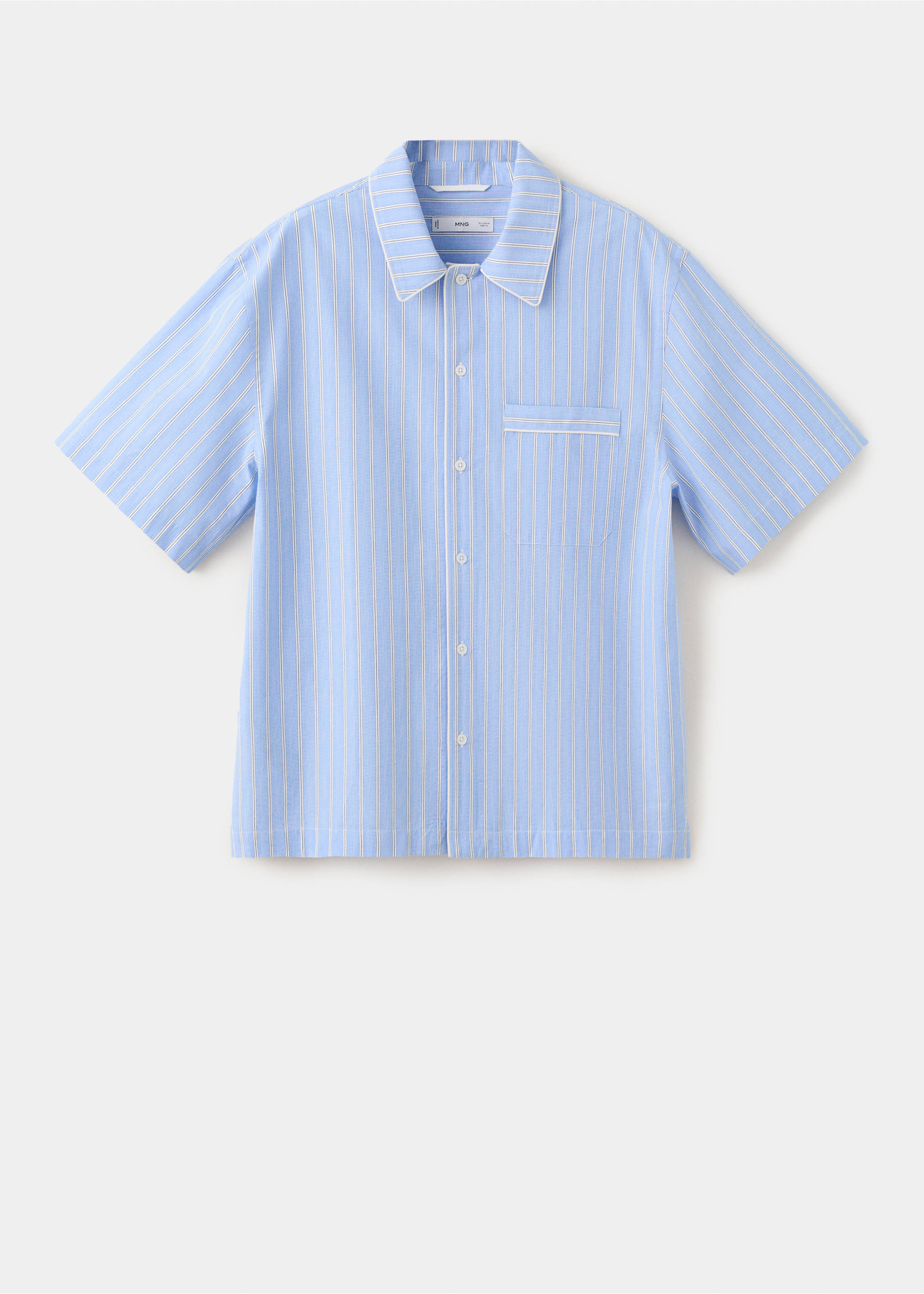 100% cotton striped shirt - Article without model, Sky Blue. Ref: 37041433-00.