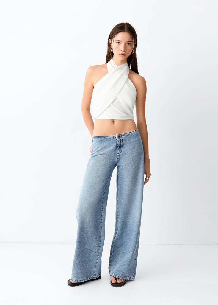 Low-waist wide-leg jeans — Medium Blue