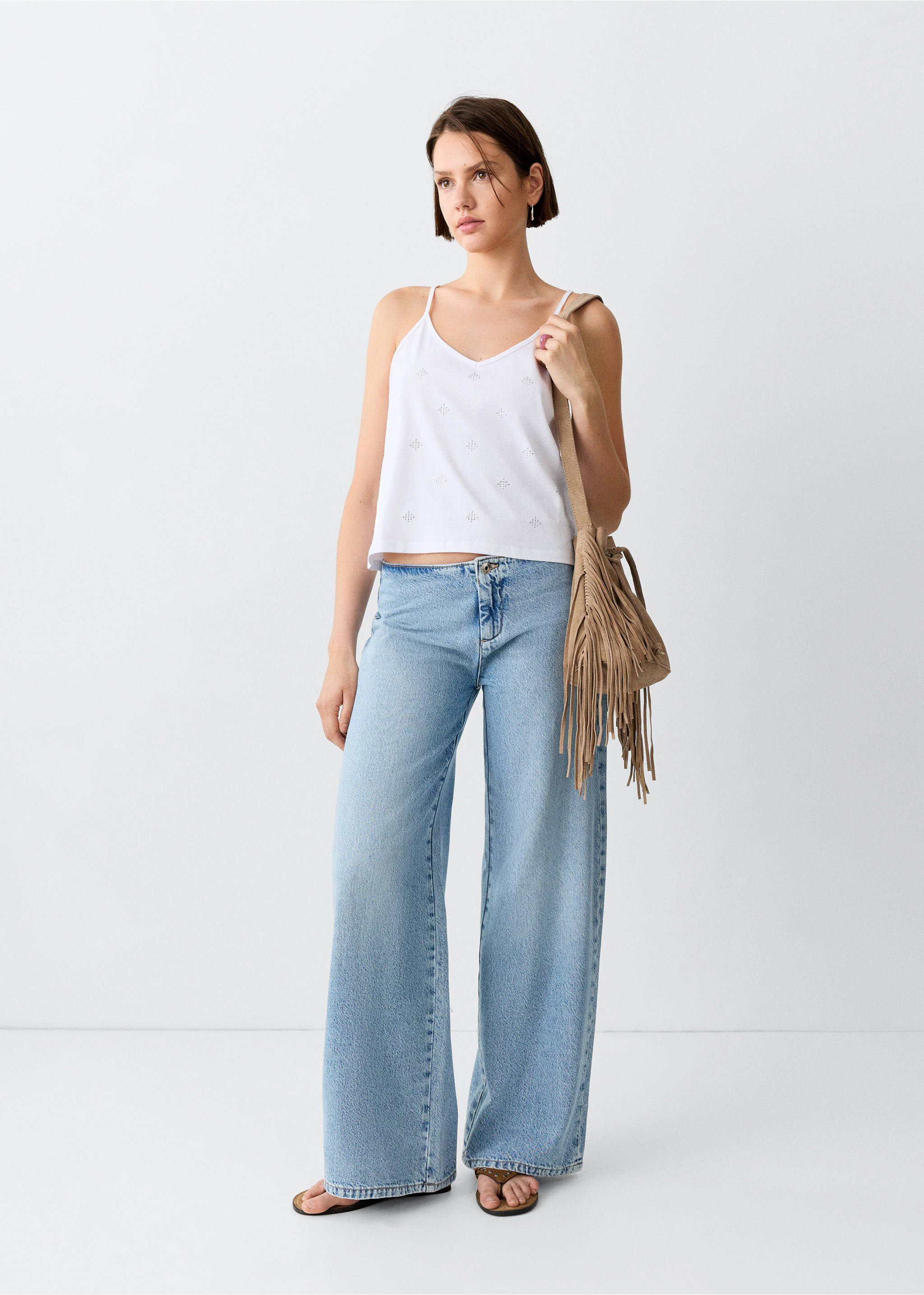 Low-waist wide-leg jeans - General plane, Medium Blue. Ref: 37041435-00.