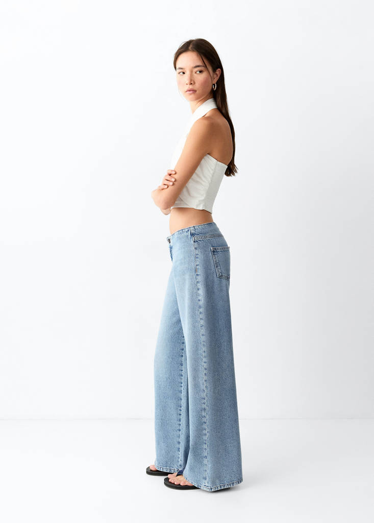 Low-waist wide-leg jeans — Medium Blue