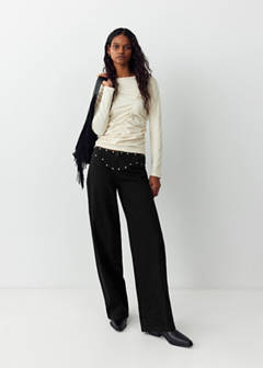 Straight-leg jeans with permanent studs — Black denim 2