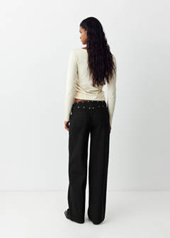 Straight-leg jeans with permanent studs — Black denim 6