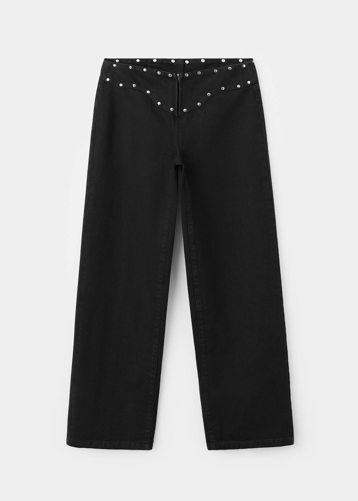 Straight-leg jeans with permanent studs — Black denim