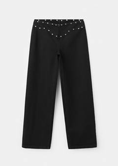 Straight-leg jeans with permanent studs — Black denim 7