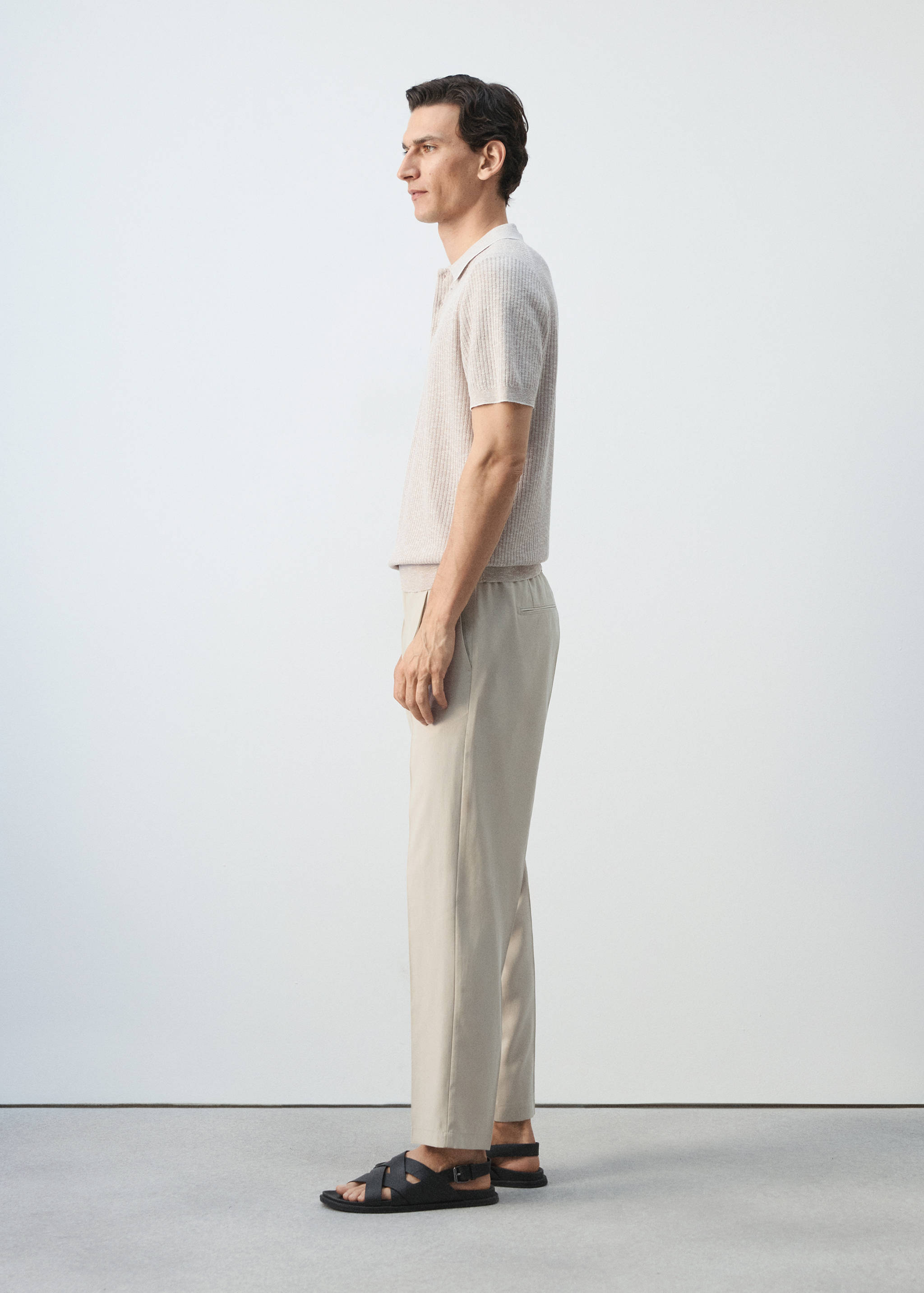 Ribbed linen-cotton blend polo - Details of the article 2