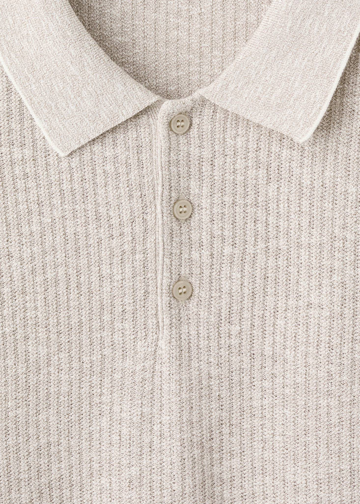 Ribbed cotton-linen blend polo — Sand