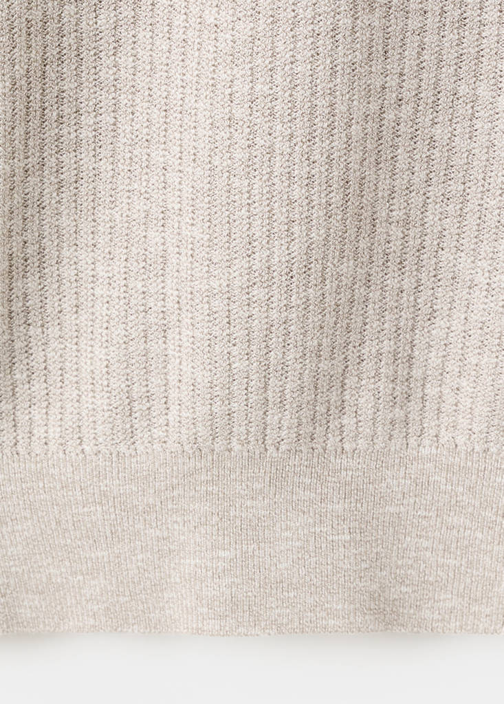 Ribbed cotton-linen blend polo — Sand
