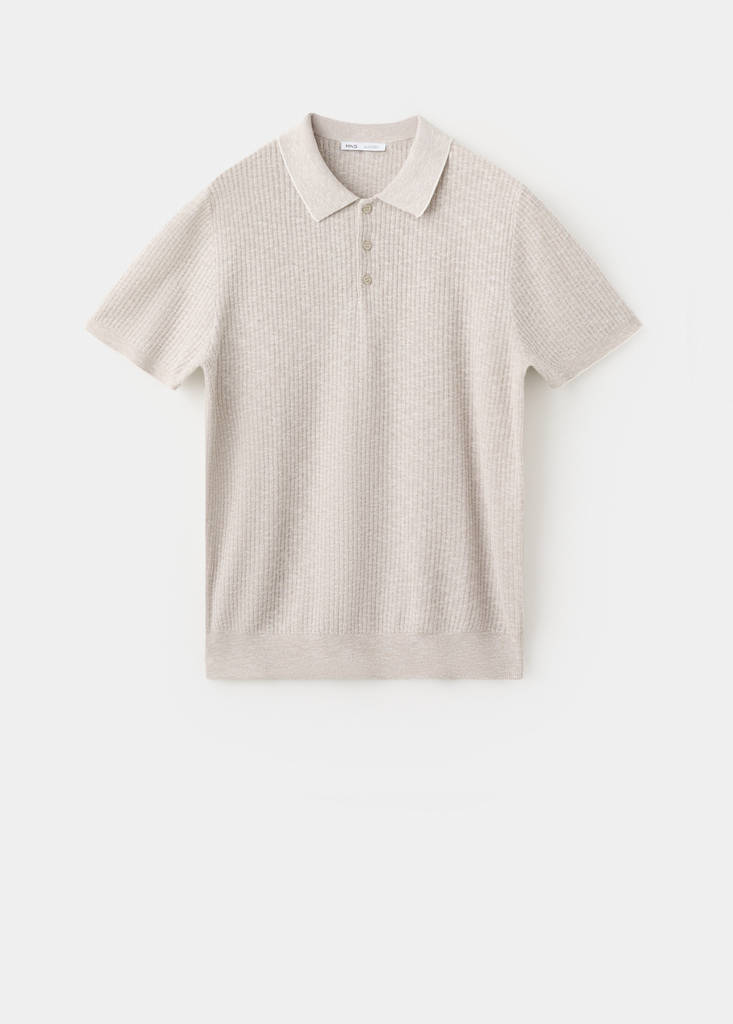 Ribbed cotton-linen blend polo — Sand