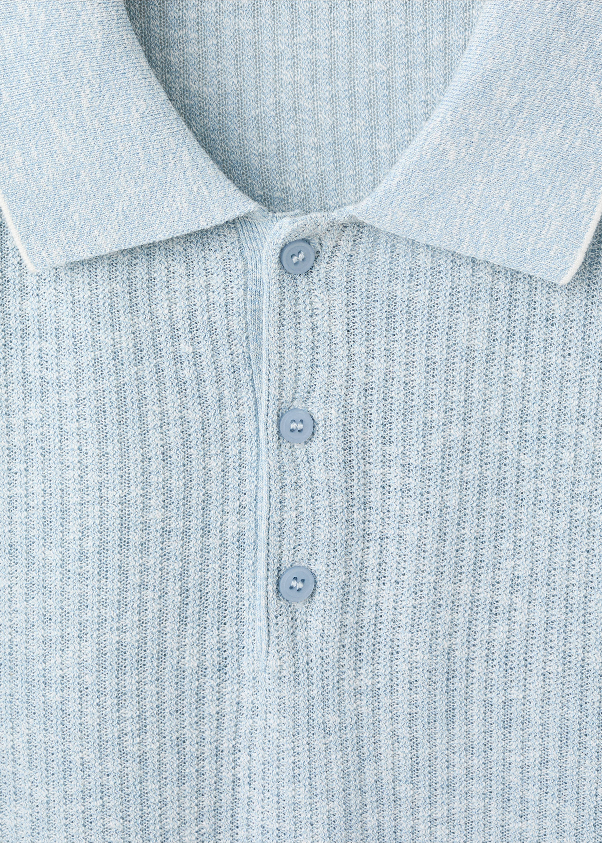 Polo mezcla lino algodón canalé - Detalle del artículo 8, Azul celeste. Ref: 37041437-00.