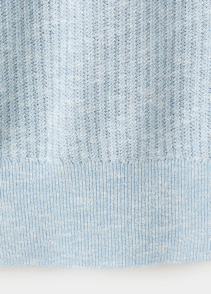 Ribbed cotton-linen blend polo — Sky Blue