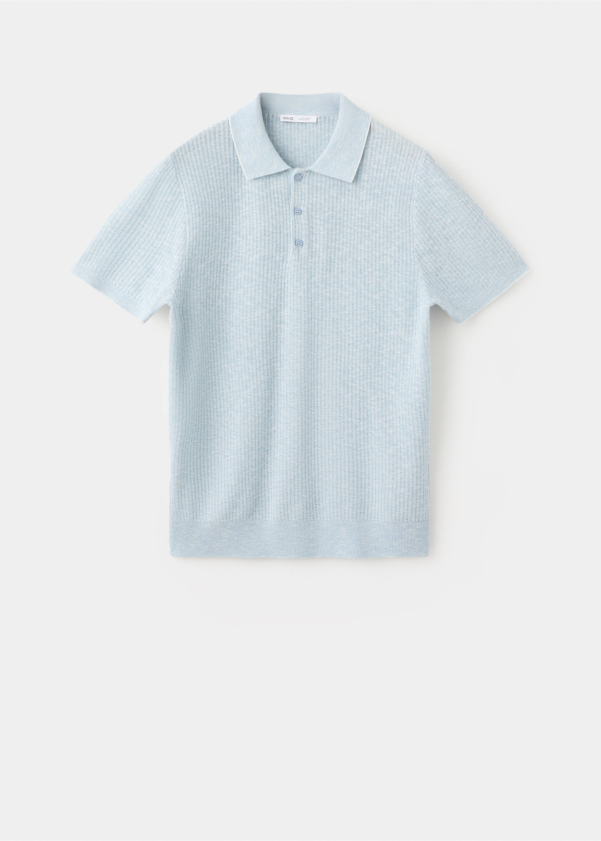 Polo mezcla lino algodón canalé - Artículo sin modelo, Azul celeste. Ref: 37041437-00.