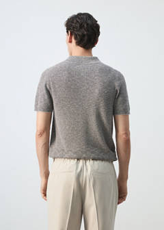 Ribbed cotton-linen blend polo — Navy 3