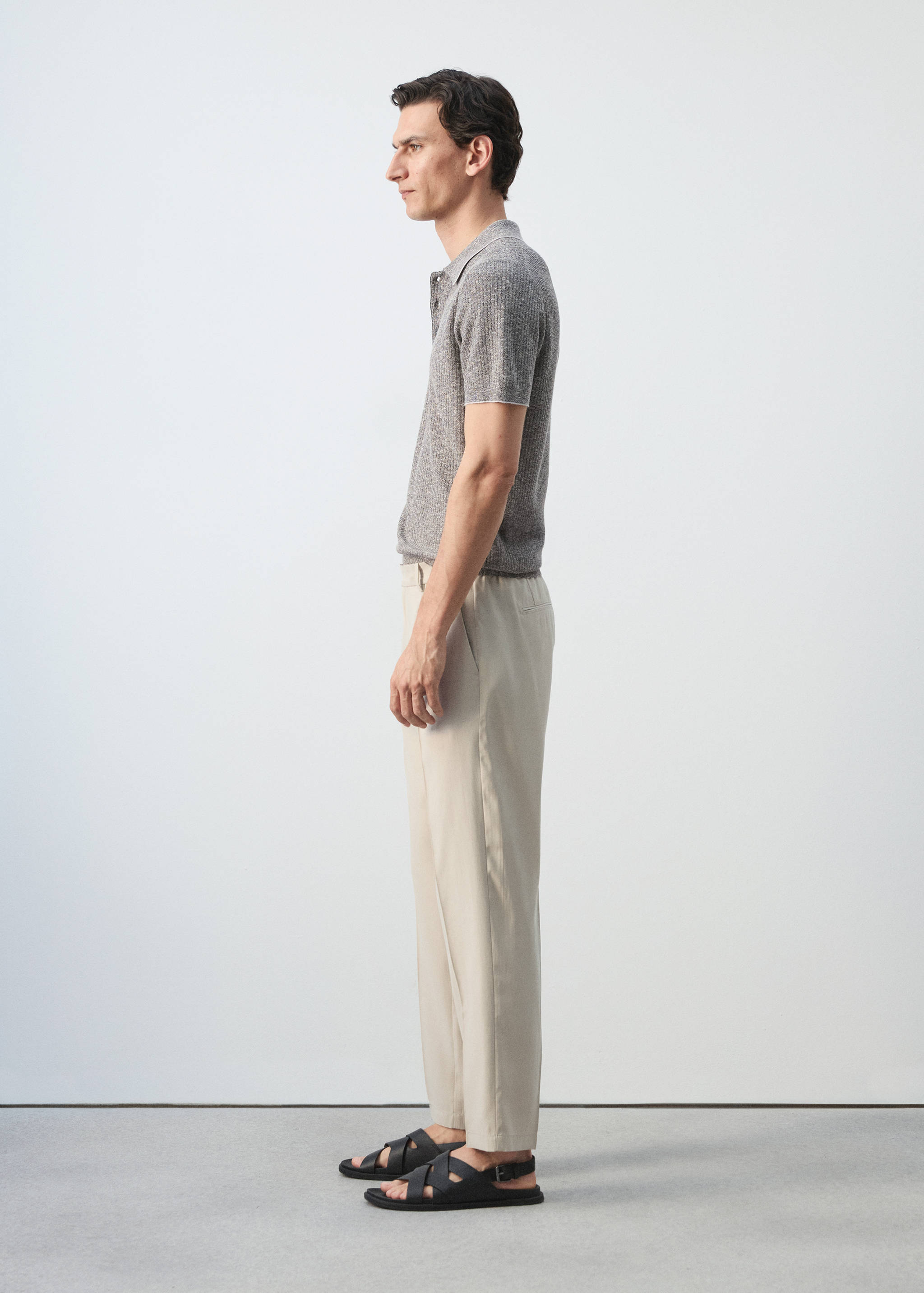 Ribbed linen-cotton blend polo - Details of the article 2