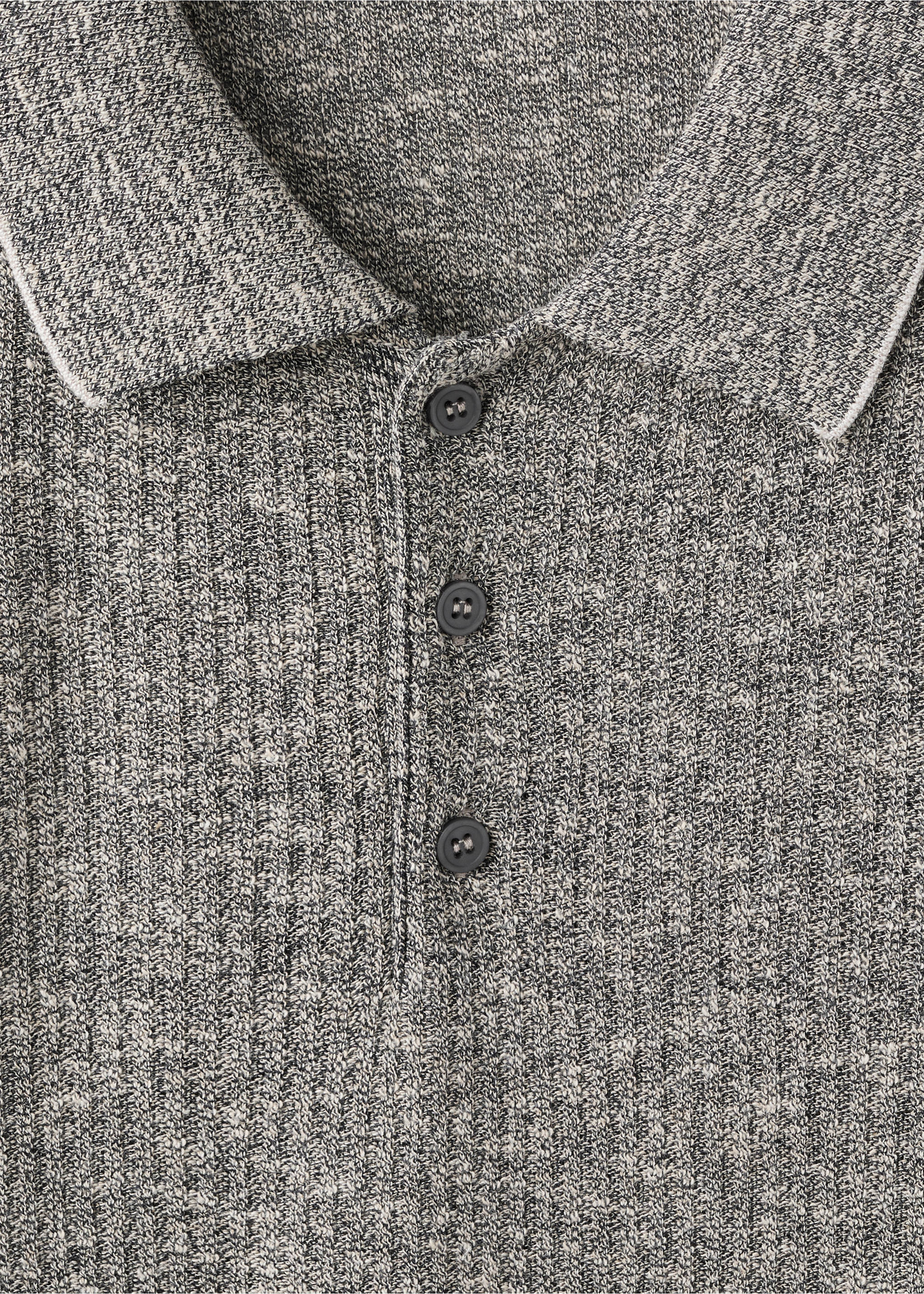 Polo mezcla lino algodón canalé - Detalle del artículo 8, Azul marino. Ref: 37041437-00.
