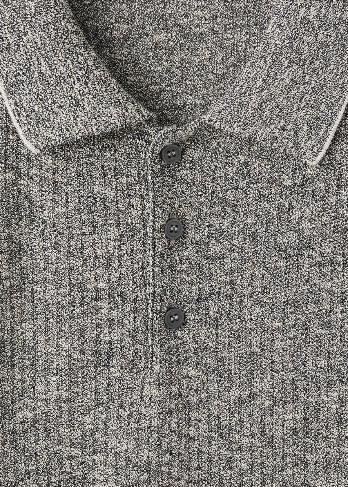 Ribbed cotton-linen blend polo — Navy