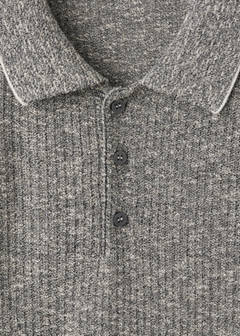Ribbed cotton-linen blend polo — Navy 8