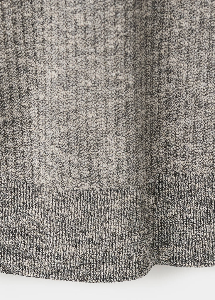 Ribbed cotton-linen blend polo — Navy