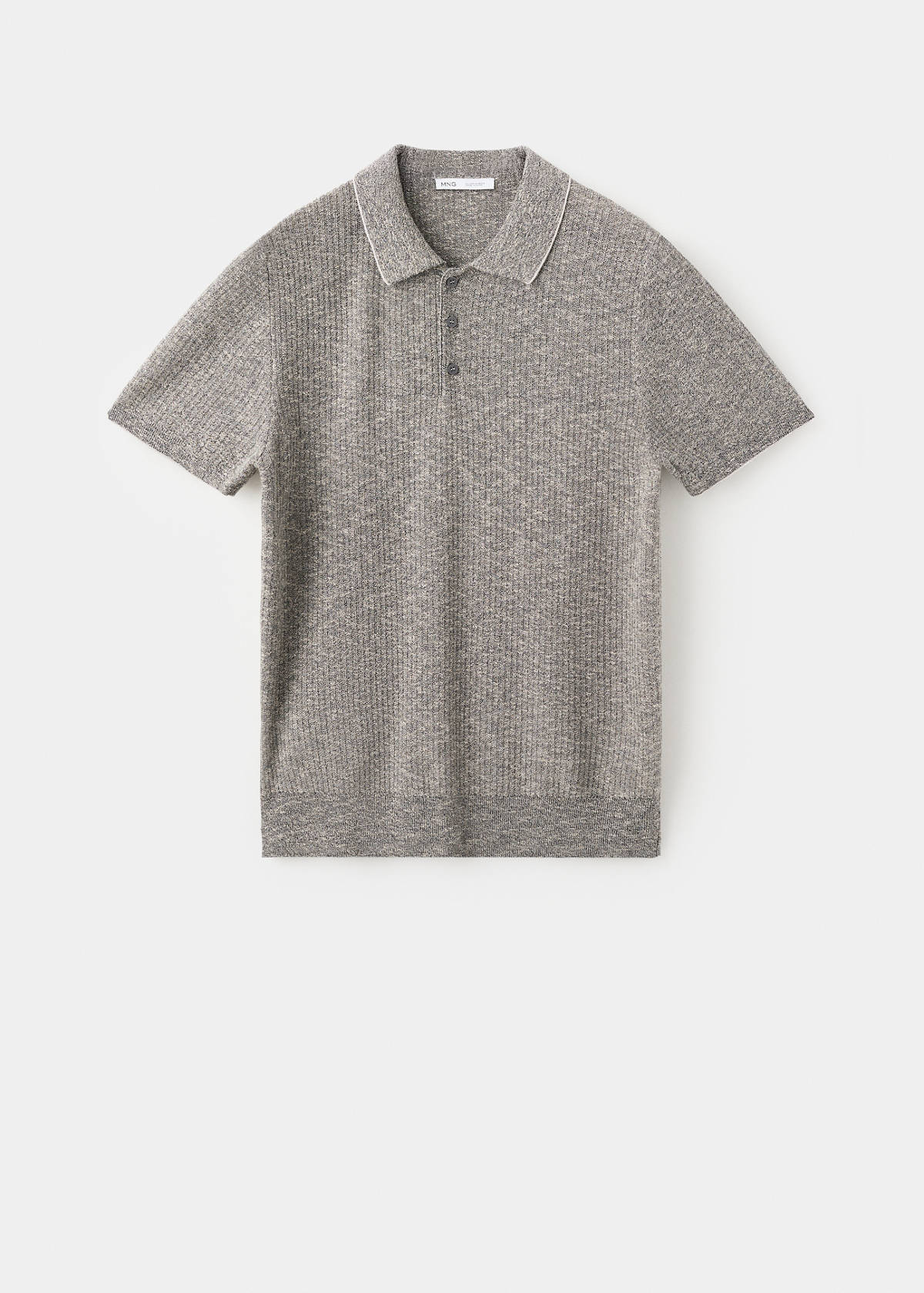 Ribbed cotton-linen blend polo — Navy