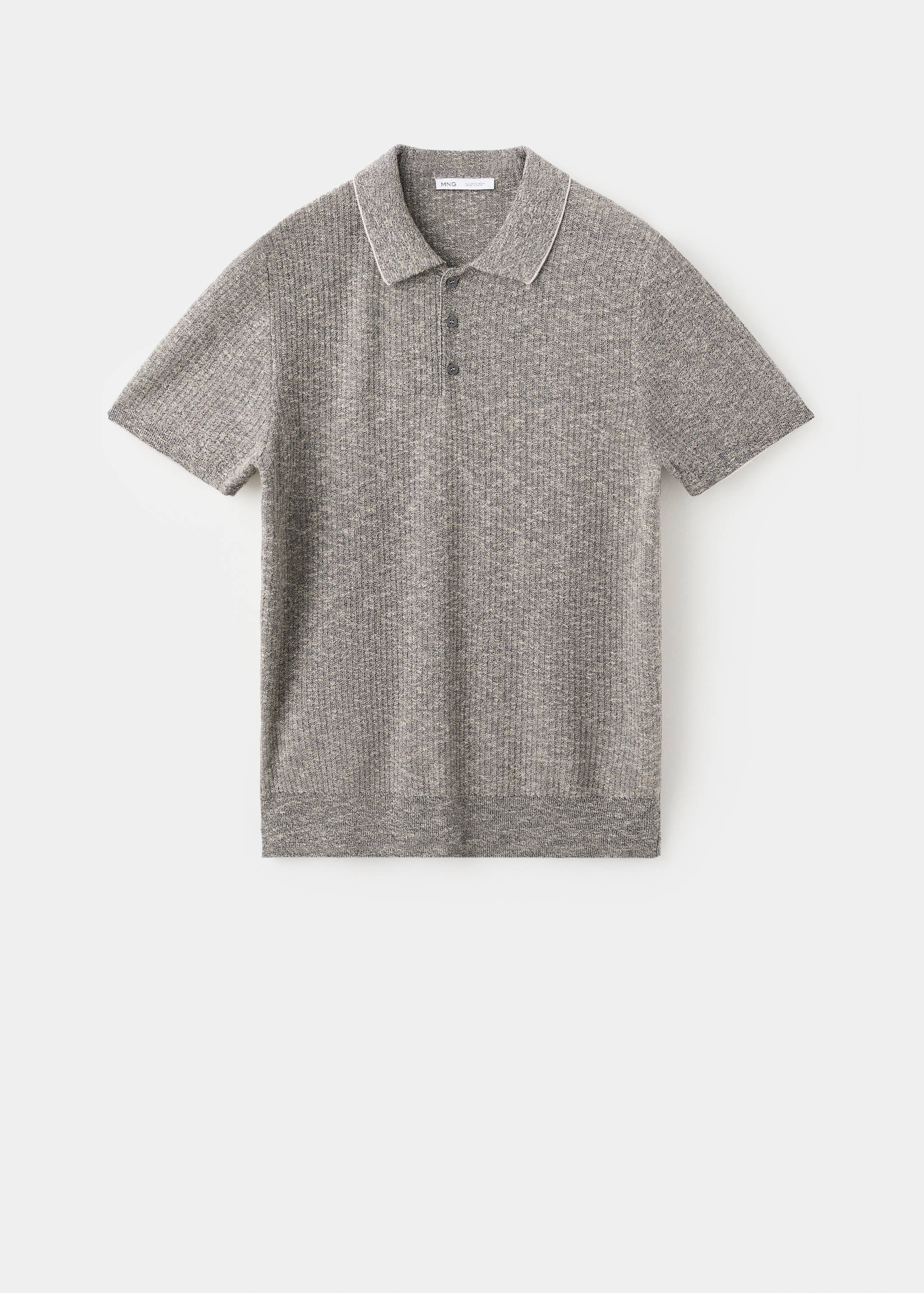 Ribbed linen-cotton blend polo - Article without model