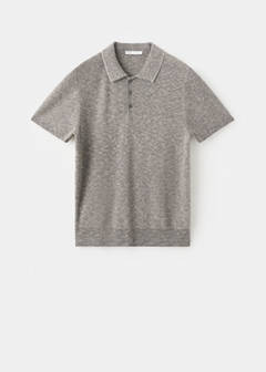 Ribbed cotton-linen blend polo — Navy 7