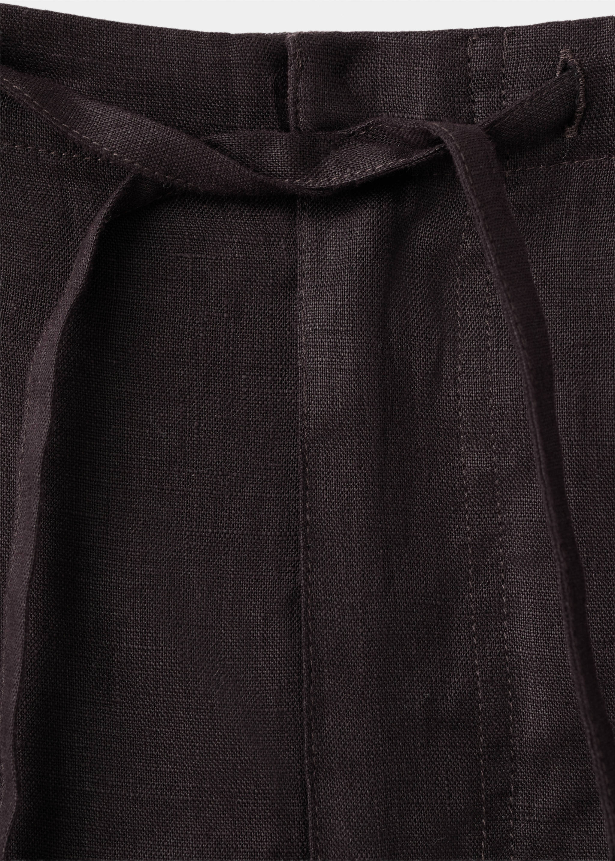 Bow linen trousers - Details of the article 8, Chocolate. Ref: 37041438-00.