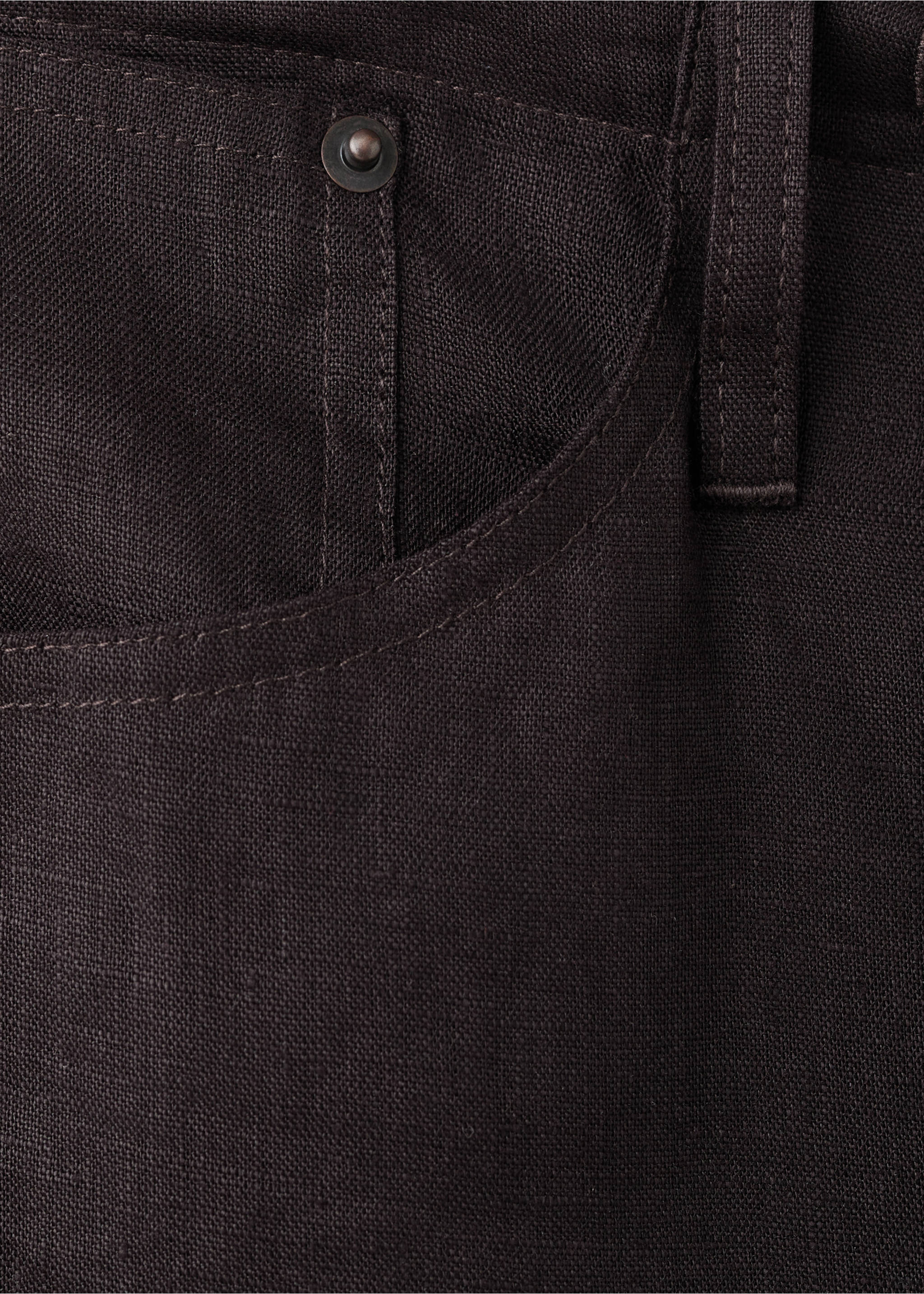 Bow linen trousers - Details of the article 0, Chocolate. Ref: 37041438-00.