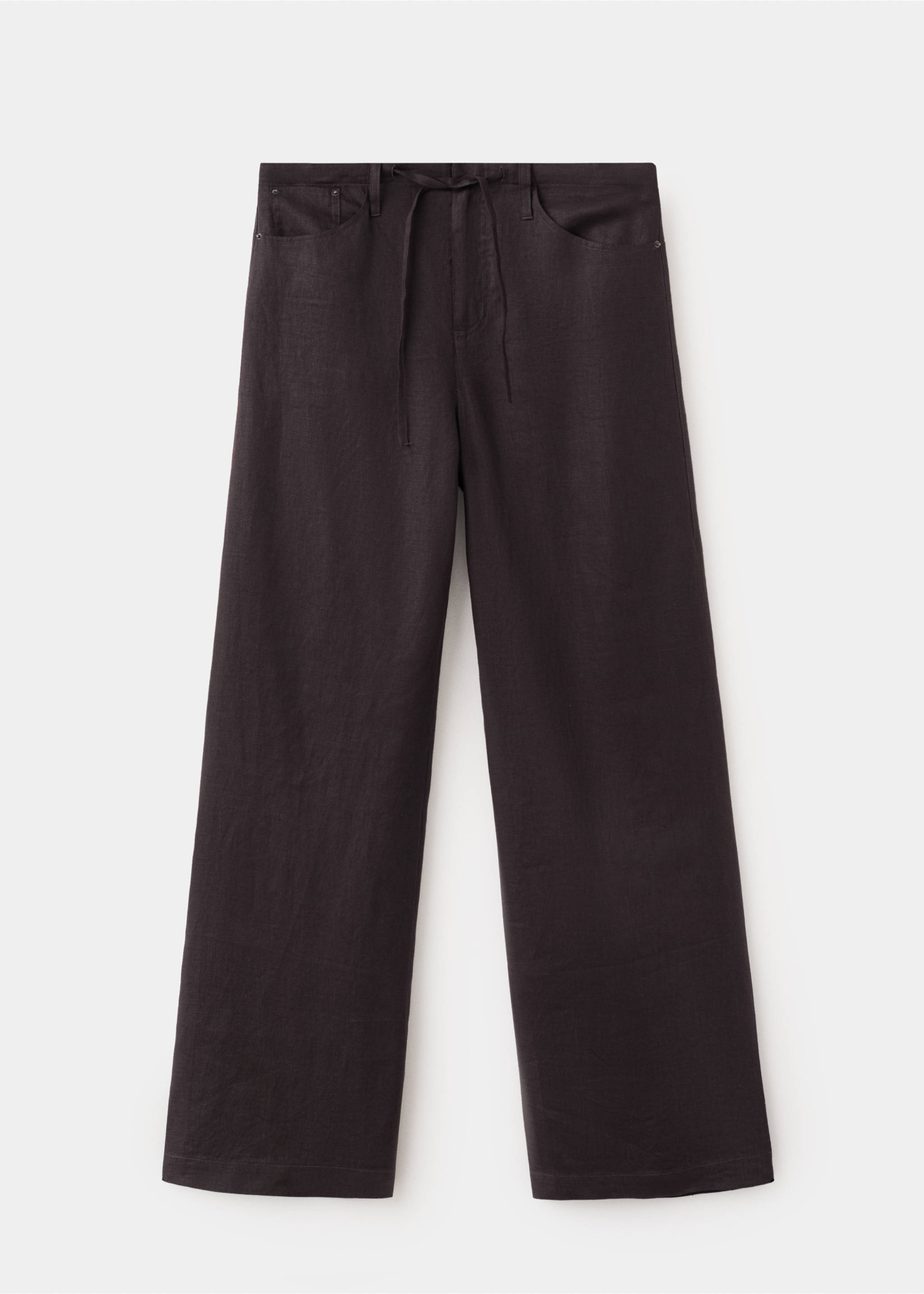 Bow linen trousers - Article without model, Chocolate. Ref: 37041438-00.