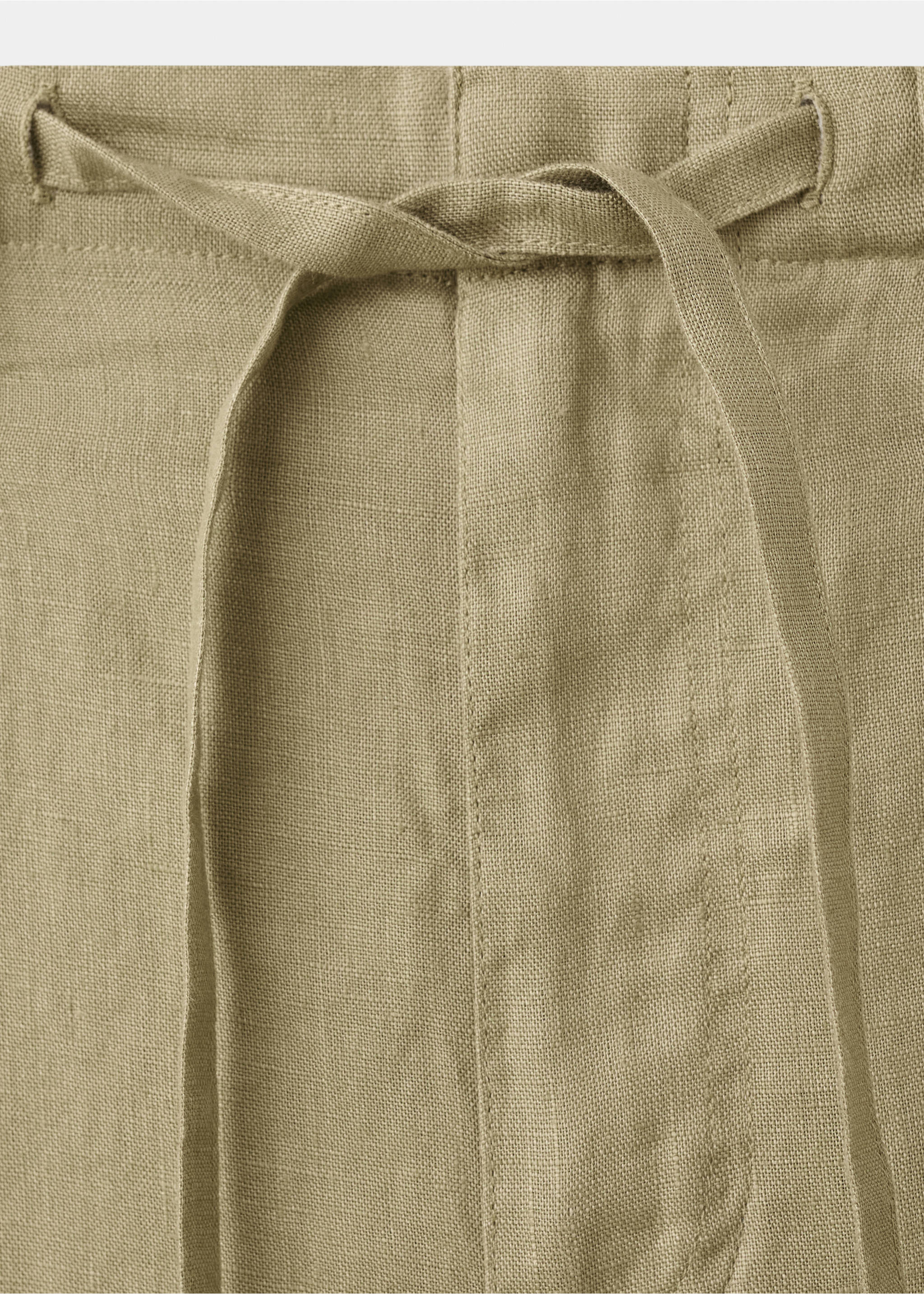 Bow linen trousers - Details of the article 8, Khaki. Ref: 37041438-00.