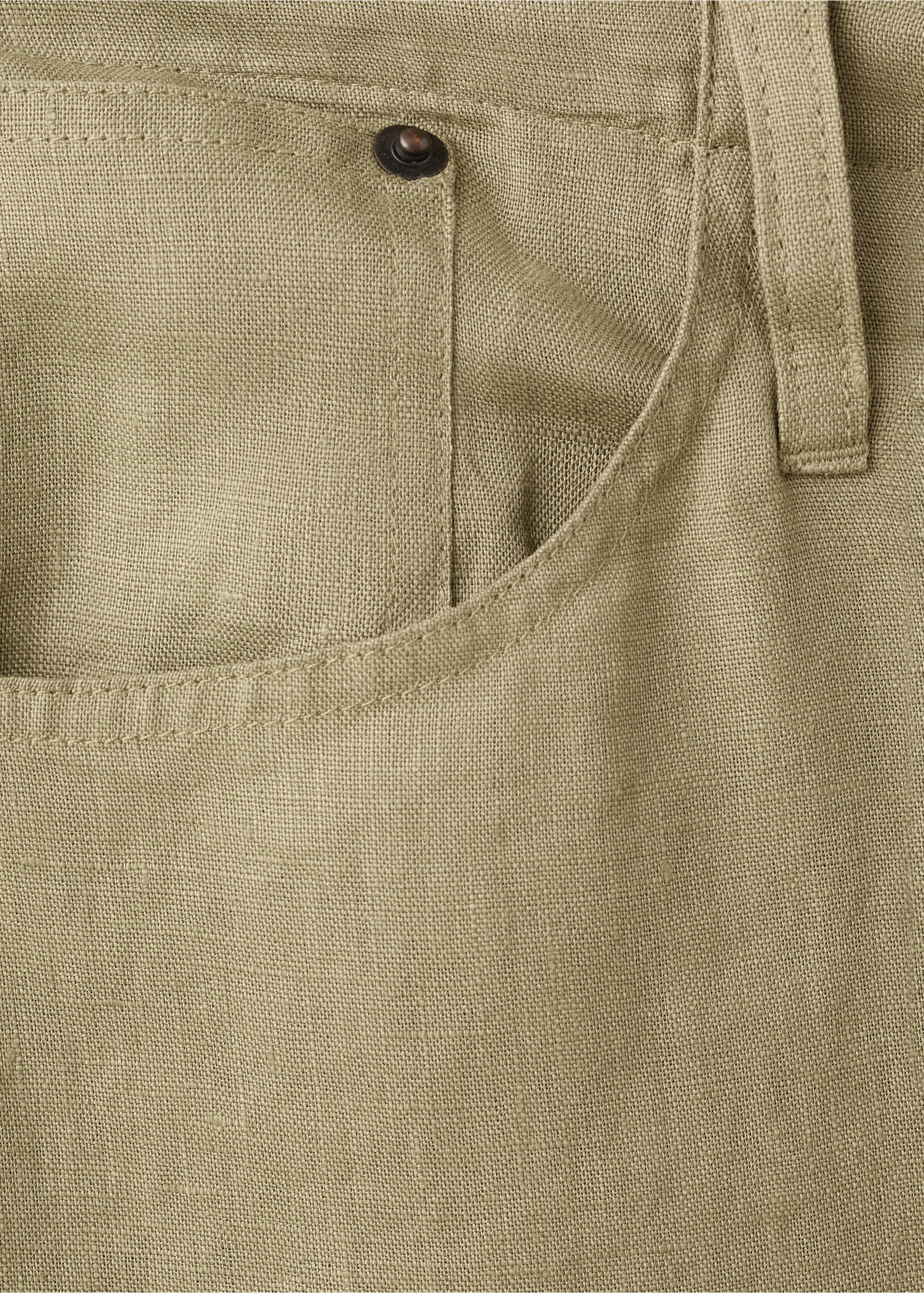 Bow linen trousers - Details of the article 0, Khaki. Ref: 37041438-00.