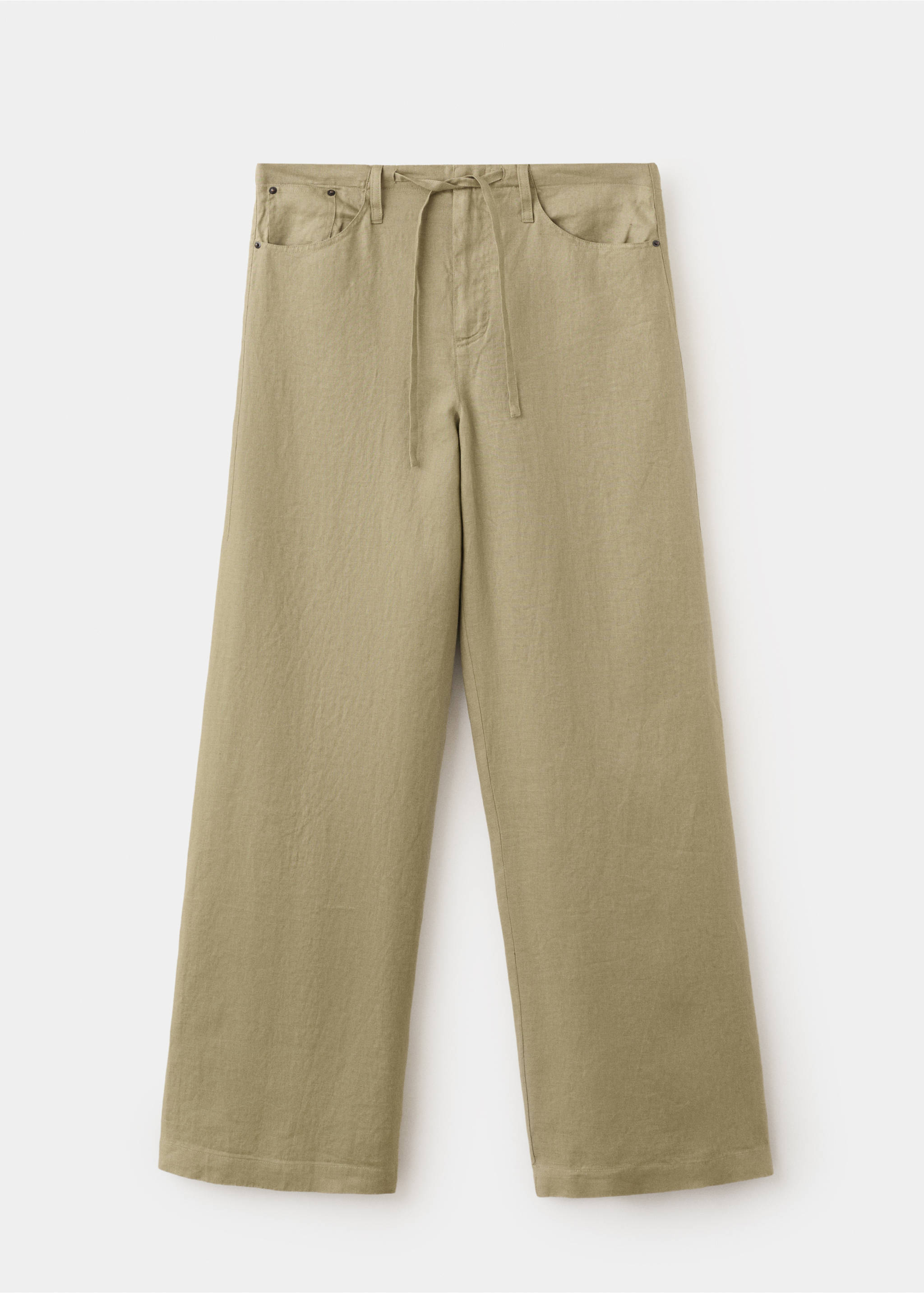Bow linen trousers - Article without model, Khaki. Ref: 37041438-00.