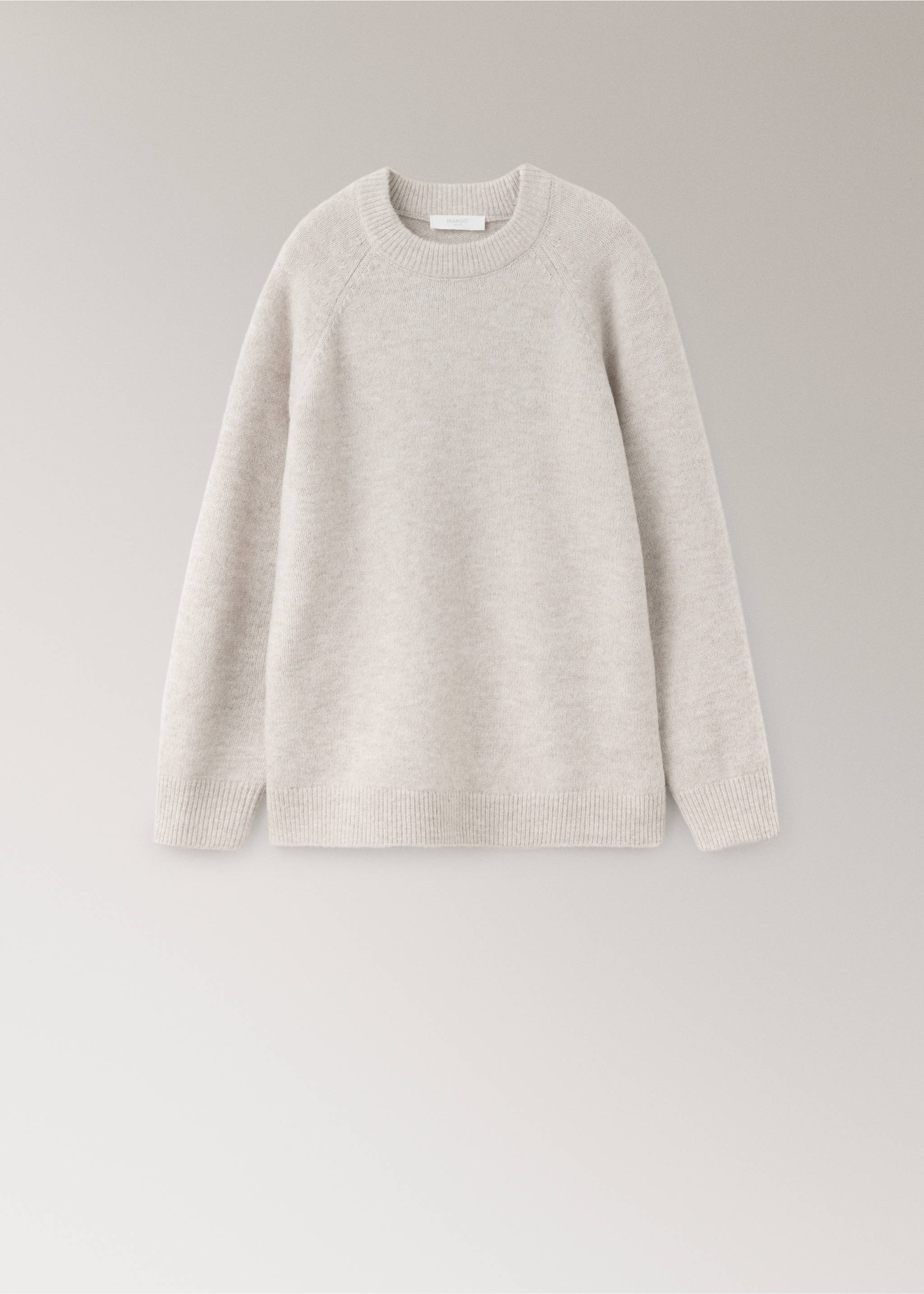 Round-neck knitted sweater - Article without model, Light/Pastel Grey. Ref: 37041440-00.