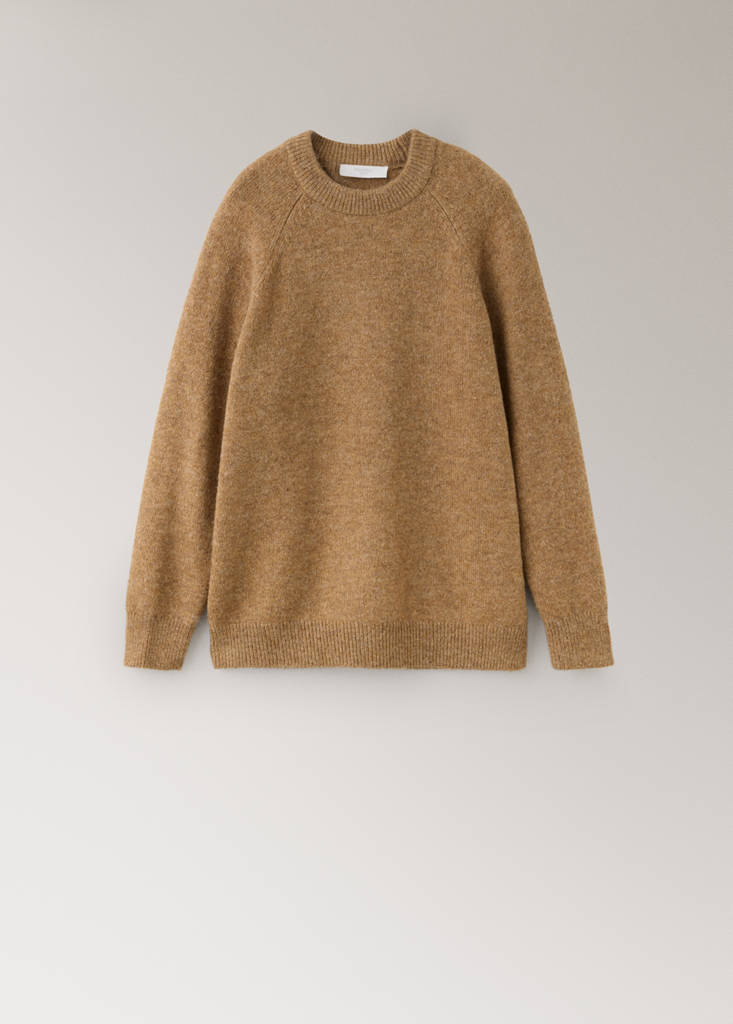 Round-neck knitted sweater — Brown