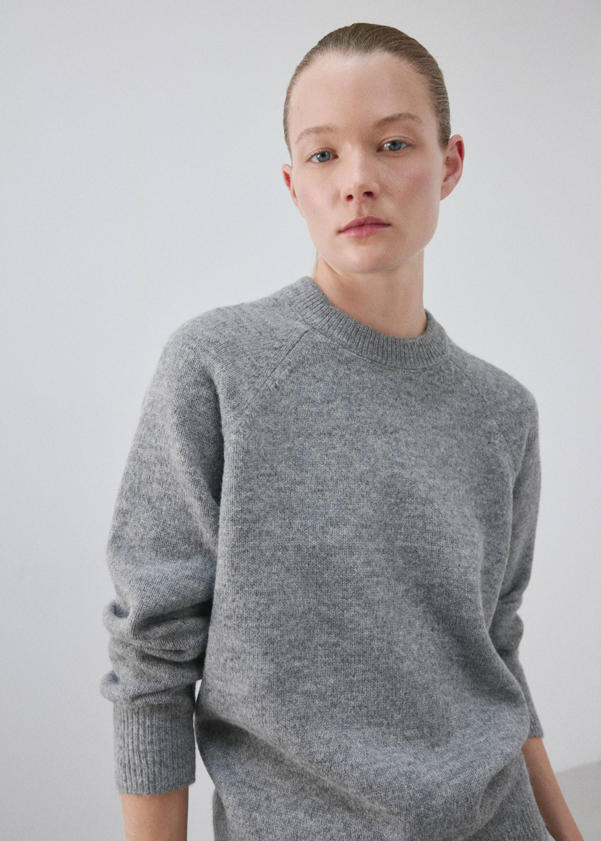 Round-neck knitted sweater - Medium plane
