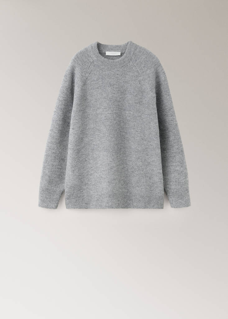 Round-neck knitted sweater — Grey