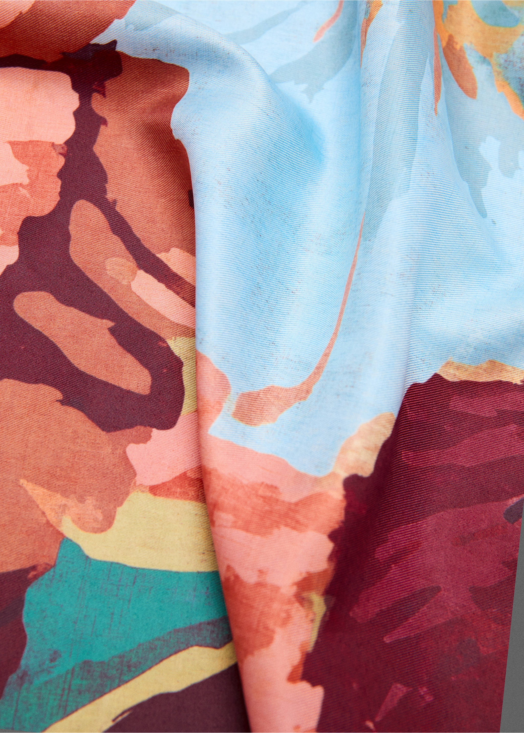 Floral print scarf - Medium plane, Pink. Ref: 37041441-00.